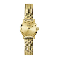 GUESS Reloj para mujer - Pulsera dorada, caja dorada con esfera champán y marcador de diamante