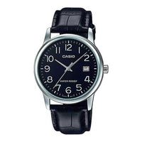 Reloj Casio para hombre con correa de cuero, diseño clásico y funcionalidad moderna, resistente al agua con visualización de fecha