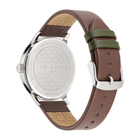 Reloj Ted Baker Cosmop con correa de cuero ecológico para hombre, esfera verde, diseño elegante y resistente al agua
