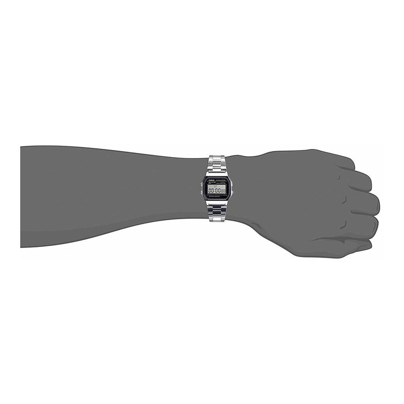 CASIO A158WA-1 Reloj digital para hombre con retroiluminación LED, cronómetro, alarma diaria y resistencia al agua