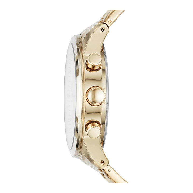Fossil Flynn Cronógrafo Reloj de Acero Inoxidable Dorado con Cierre Plegable y Resistencia al Agua 5 ATM