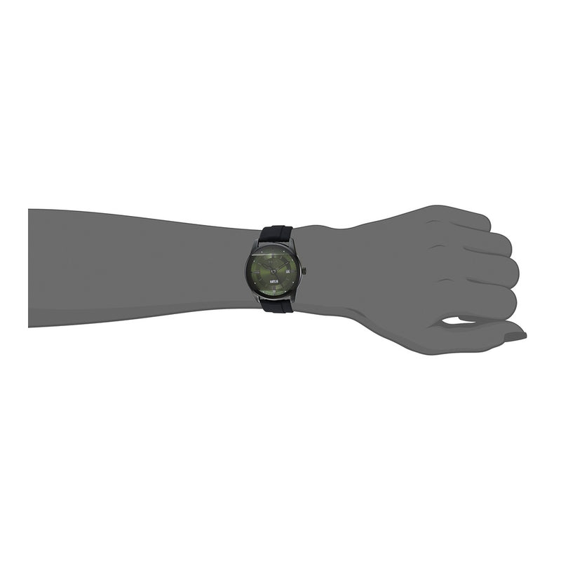 Reloj analógico de silicona negra con esfera verde, resistente al agua, funciones de día y fecha, estilo moderno