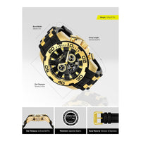 Reloj Invicta Pro Diver cronógrafo de cuarzo negro con pantalla analógica, diseño intrincado y subdiales precisos para hombre