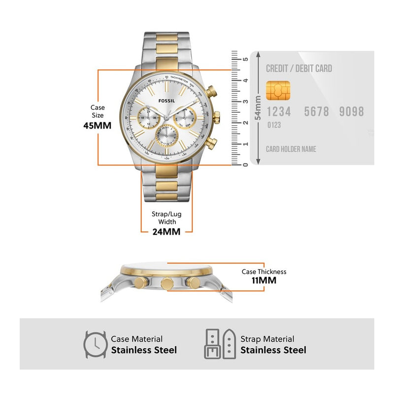 Sullivan Reloj Multifunción de Acero Inoxidable en Dos Tonos, Moderno y Elegante para Hombres