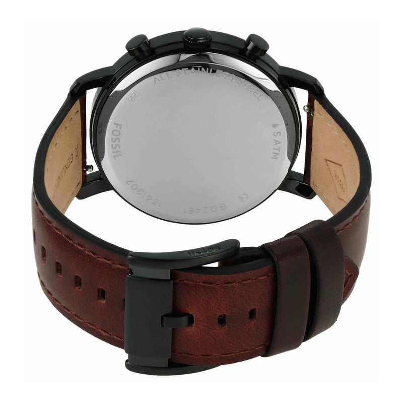 Reloj cronógrafo Luther de Fossil, cuero marrón, resistente al agua 5 ATM, cierre de hebilla, modelo BQ2461