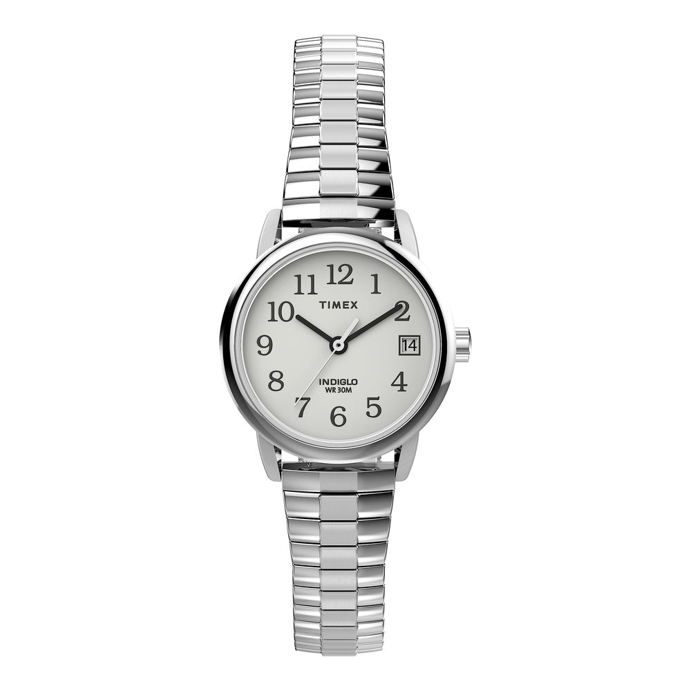 Timex Reloj Easy Reader para mujer con estilo clásico y banda de acero inoxidable resistente al agua