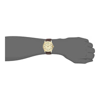 Casio Reloj de cuarzo de acero inoxidable para hombre, correa de cuero marrón, modelo EAW-MTP-V001GL-9B