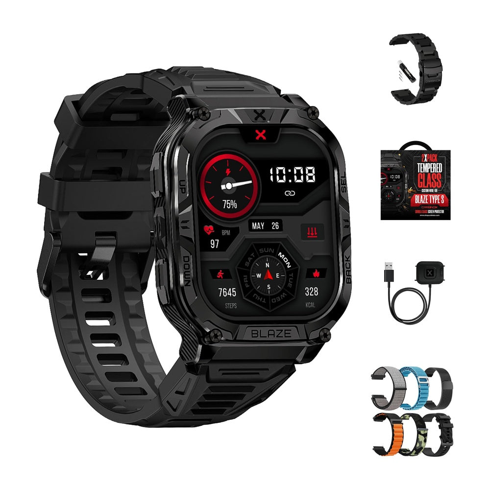 CARBINOX Blaze Smart Watch - GPS, 170+ modos deportivos, resistente al agua IP69K, compatible con Android/iOS, llamadas