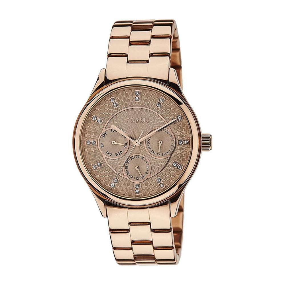 Reloj multifunción de acero inoxidable color oro rosa de Fossil