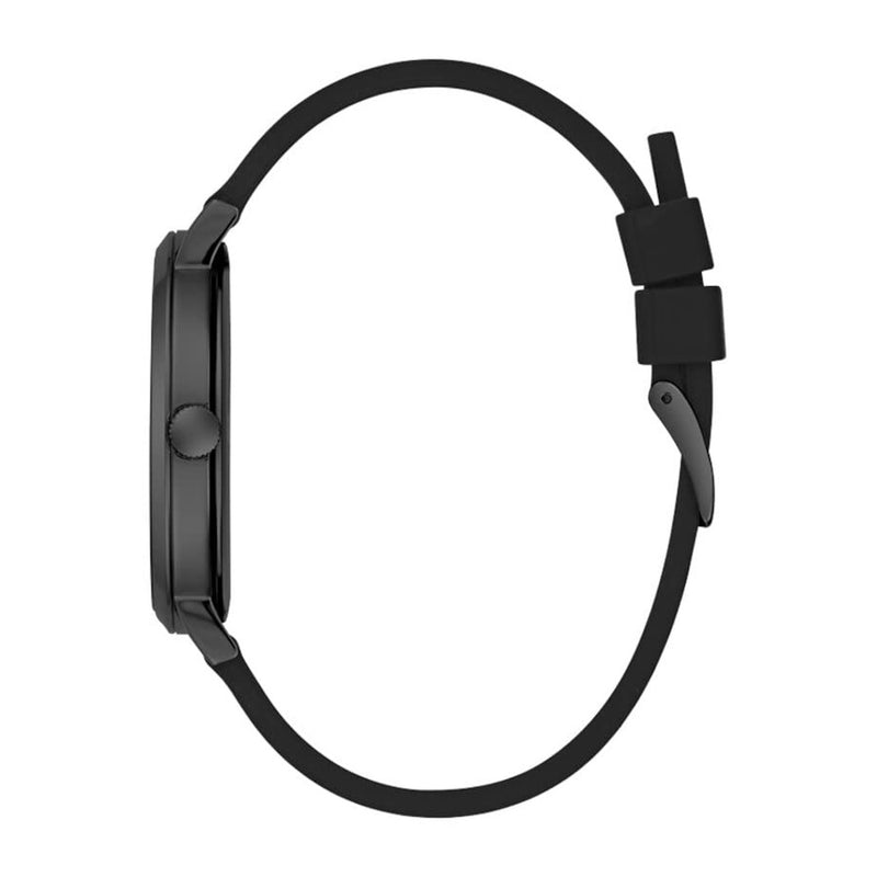 Reloj GUESS para hombre, correa de silicona, esfera negra, movimiento de cuarzo, resistente al agua y a golpes