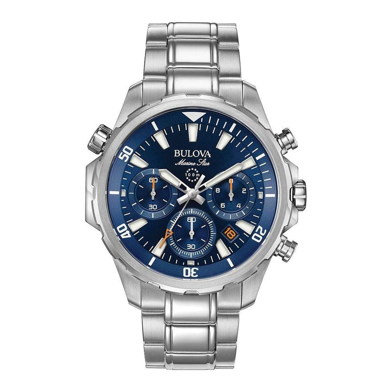 Bulova Marine Star Blue Dial Men's 96B256 Quartz Watch 43mm New Stainless Steel