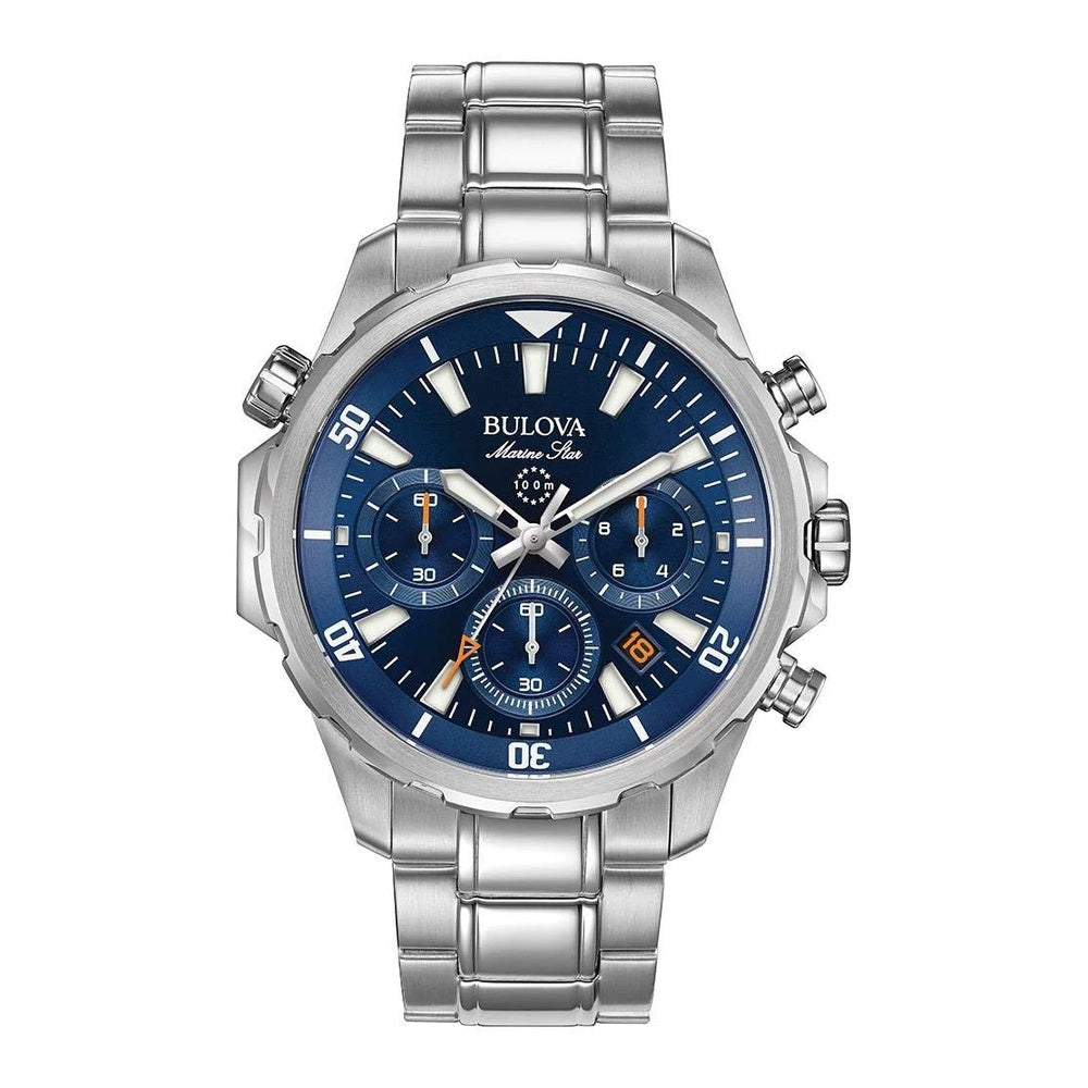 Reloj Cronógrafo de 6 Manecillas Marine Star para Hombre, Batería Incluida, Plata, Estilo Náutico, Cristal Mineral