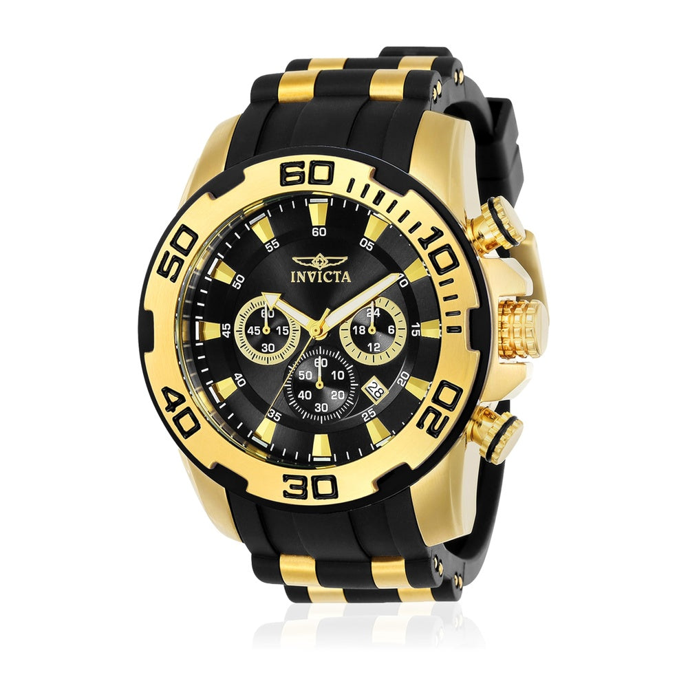 Reloj Invicta Pro Diver cronógrafo de cuarzo negro con pantalla analógica, diseño intrincado y subdiales precisos para hombre