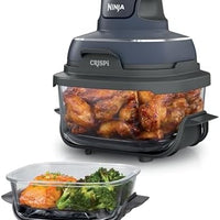 Ninja Crispi 4 in 1 Glass Air Fryer, 450°F, Non Toxic, 4QT and 6 Cup Containers with Lids, Dishwasher Safe, Stone, 1 Count, FN101ST