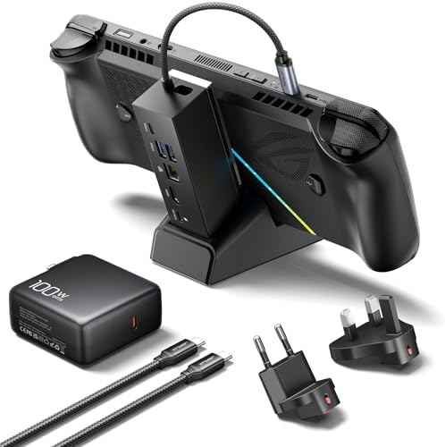 JSAUX Docking Station for ROG Xbox Ally X (2025)/ROG Ally X/ROG Ally/Steam Deck/Legion Go/Legion Go S, 6-in-1 Dock with HDMI 4K@120Hz, Gigabit Ethernet, USB A & USB C 3.2 Gen 1, 100W Charging - HB0609