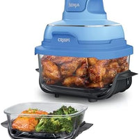 Ninja Crispi 4 in 1 Glass Air Fryer, 450°F, Non Toxic, 4QT and 6 Cup Containers with Lids, Dishwasher Safe, Stone, 1 Count, FN101ST