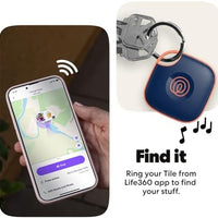 Life360 Tile - Bluetooth Tracker, Keys Finder and Item Locator for Keys, Bags and More. Phone Finder. Both iOS and Android Compatible. 1-Pack (Navy Blaze)
