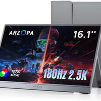 ARZOPA 16.1'' 180Hz 2.5K Portable Monitor, 2560x1440 QHD 107% sRGB Kickstand Portable Gaming Monitor with HDR, Ultra Slim, Eye Care, External Second Screen for Laptop, PC, PS5, Mac, Xbox-Z3FC