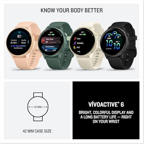 Garmin vívoactive® 6, Health & Fitness GPS Smartwatch, 42mm, Bone | 24/7 Health Monitoring, Built-In Sports Apps, Sleep Coach, Body Battery™ Energy Monitoring, Daily Suggested Workouts