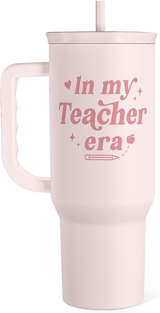 SANDJEST Teacher Gift – Stainless Steel Insulated Tumbler with Handle - Cool Teacher Club Travel Coffee Mug Cup for Wome