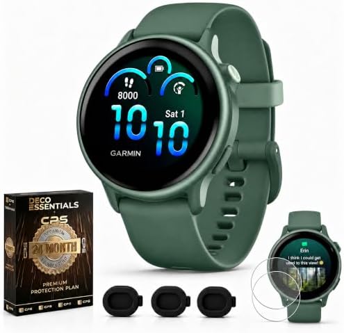 Garmin vivoactive 6, Health and Fitness GPS Smartwatch, AMOLED Display, Up to 11 Days of Battery, Bone with Silicone Band, 010-02985-01 - Bundle w/Deco Essentials 2-Year CPS Plan