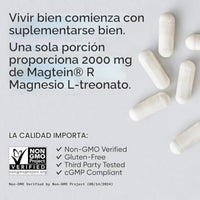 Sports Research® Cápsulas de L-treonato de magnesio de 2000 mg - Magtein® de alta absorción para mejorar la salud cerebral, la memoria, la concentración y el apoyo del sueño reparador - Vegano · Sin