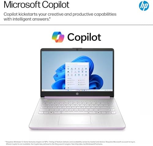 HP 14” Laptop Ultra-Portable Computer 2026 Student Business, MS Office, Copilot AI, Intel 4-Core CPU, 4GB RAM, 628GB Storage (128GB UFS+500GB Ext), Long Battery, MaxsolAccessory, Win 11 Pro, Lavender