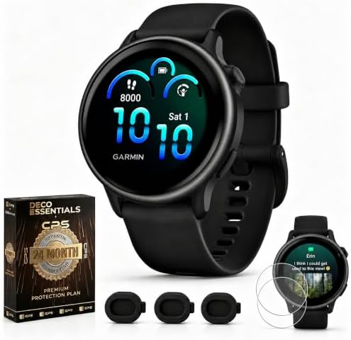 Garmin vivoactive 6, Health and Fitness GPS Smartwatch, AMOLED Display, Up to 11 Days of Battery, Bone with Silicone Band, 010-02985-01 - Bundle w/Deco Essentials 2-Year CPS Plan