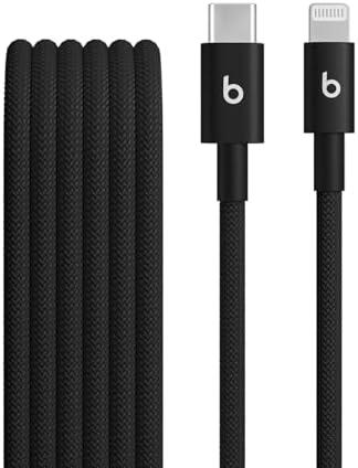 Beats USB-C to USB-C Woven Cable Fast Charging Durable/Tangle-Free Compatible Charger for Apple & Android Devices (1.5 m, 5 ft) - Bolt Black