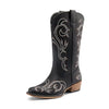 DREAM PAIRS Women's Cowboy Boots Mid Calf Cowgirl Boots Square Toe Chunky Heel Embroidery Stitched Western Boots
