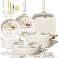 BECIGAR 23PCS Ceramic Pots and Pans Set,Nonstick, Removable Handle Pots and Pans Set, Stackable Pan Set, Ceramic Nonstick Pan Non Stick for Easy Cooking