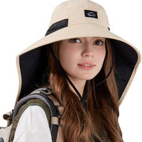 Rosoz Outdoor Sun Hat for Men Women, UPF50+ Protection Safari Cap Wide Brim Mesh Fishing Hat with Neck Flap Beach Garden