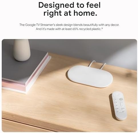 Google TV Streamer 4K - Fast Streaming Entertainment on Your TV with Voice Search Remote - Watch Movies, Shows, Live TV, and Netflix in 4K HDR - Smart Home Control - 32 GB of Storage - Hazel