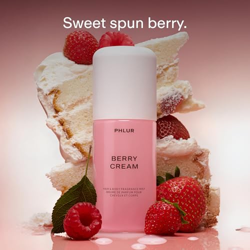PHLUR Berry Cream Body Mist, 3 Fl Oz - Hair and Body Perfume | Sweet Berries & Vanilla Perfume Body Spray with Strawberry, Cream, Vanilla Bean and Sugared Amber Fragrance