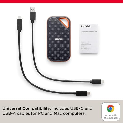 SANDISK 1TB Extreme PRO Portable SSD - Up to 2000MB/s - USB-C, USB 3.2 Gen 2x2, IP65 Water and Dust Resistance, Updated Firmware - External Solid State Drive - SDSSDE81-1T00-G25