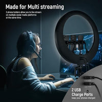 NEEWER 19 inch Ring Light with Stand, 3 Phone Holders and Mini Ball Head, Upgraded 2.4G & Touch Control, Smooth Dimming at 1%, 3200K-5600K for Selfie TikTok Live Streaming Video Recording Zoom, RP19H