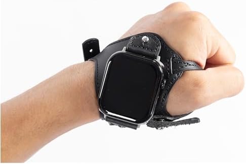 Ergonomic Genuine Leather Hand Made Watch Band,Compatible with Apple Watch,iWatch Series,Smart Watch,Cool Steampunk Replacement Strap for Cycling Driving,Fitness,Sports(Brown)