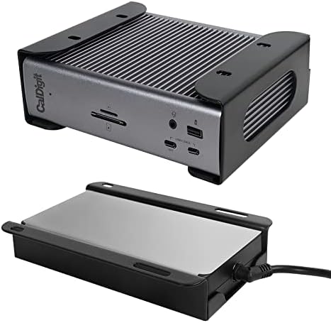 Under Desk Holder for Thunderbolt 4 Dock/Thunderbolt 3 Dock and Power Cable, Under Desk Iron Storage Rack for TS4 / TS3 Plus, No Drill, Easy Install with All Hardware Included