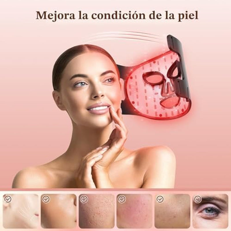 INTEO Terapia de Luz Roja para el Rostro, Máscara Facial LED Portátil de Terapia de Luz de 3 Modos con Control Remoto, Máscara de Luz Roja Infrarroja Cercana 850 con Función de Temporizador, Terapia