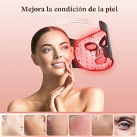 INTEO Terapia de Luz Roja para el Rostro, Máscara Facial LED Portátil de Terapia de Luz de 3 Modos con Control Remoto, Máscara de Luz Roja Infrarroja Cercana 850 con Función de Temporizador, Terapia