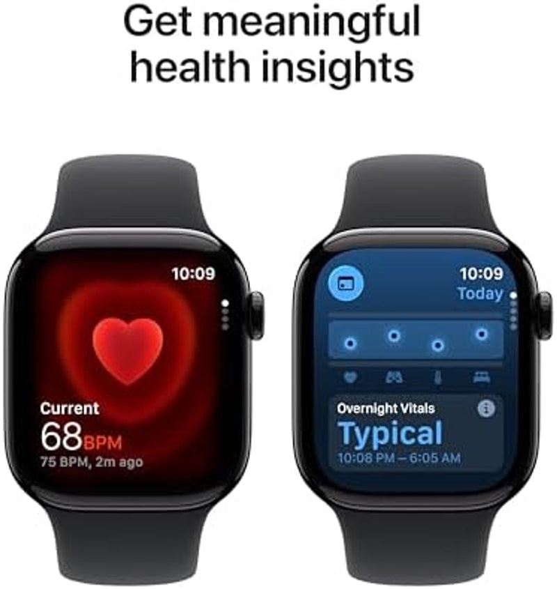 Apple Watch Series 11 [GPS 42mm] Smartwatch with Jet Black Aluminum Case with Black Sport Band - S/M. Sleep Score, Fitness Tracker, Health Monitoring, Always-On Display, Water Resistant