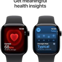 Apple Watch Series 11 [GPS 42mm] Smartwatch with Jet Black Aluminum Case with Black Sport Band - S/M. Sleep Score, Fitness Tracker, Health Monitoring, Always-On Display, Water Resistant