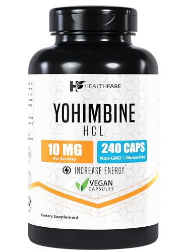 Yohimbine HCL, 10mg | 240 Veg Capsules | Maximum Strength Formula | Gluten-Free | Non-GMO