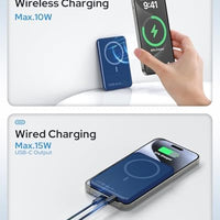 TRKOY for Magsafe Portable Charger, 5000mAh Magnetic Power Bank with USB-C Fast Charging, Travel Essential for Magsafe Battery Pack Wireless Compatible with iPhone 17/16/15/14/13/12 Series,Navy Blue