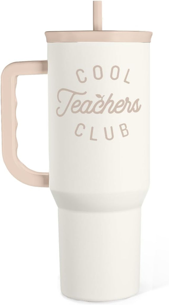 SANDJEST Teacher Appreciation Gift for Women – Stainless Steel Insulated Tumbler with Handle - Teachers Travel Coffee Mu