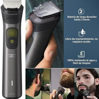 Philips Multigroom Series 9000 Recortadora 24 en 1 para Barba, Cabello y Cuerpo Kit de Aseo | Peine de Recorte de Precisión, Cuchillas de Acero Autoafilables, Tecnología BeardSense, Impermeable, El