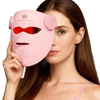 INIA Glow 4D - Máscara de terapia de luz roja inalámbrica para cara, NIR dual, 320 LED, 4 modos, refrigeración debajo de los ojos, máscara facial LED inalámbrica y recargable para el hogar y viajes, regalos de cuidado de la piel para mujeres, mamá, esposa