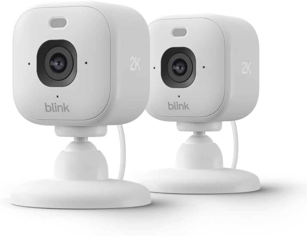Blink Mini 2K+ (newest model) – Plug-in Home & Pet Indoor Security Camera with 2K video resolution, night vision, enhanced audio, motion detection – 2 cameras (White)