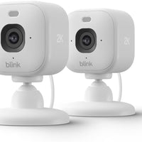 Blink Mini 2K+ (newest model) – Plug-in Home & Pet Indoor Security Camera with 2K video resolution, night vision, enhanced audio, motion detection – 2 cameras (White)