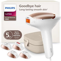 Philips Lumea 9000 Series Dispositivo de depilación IPL Reducción permanente de vello láser para mujeres y hombres, fácil y cómodo de usar en casa, SenseIQ, 4 accesorios para cuerpo, cara, bikini y axilas, BRI984/03